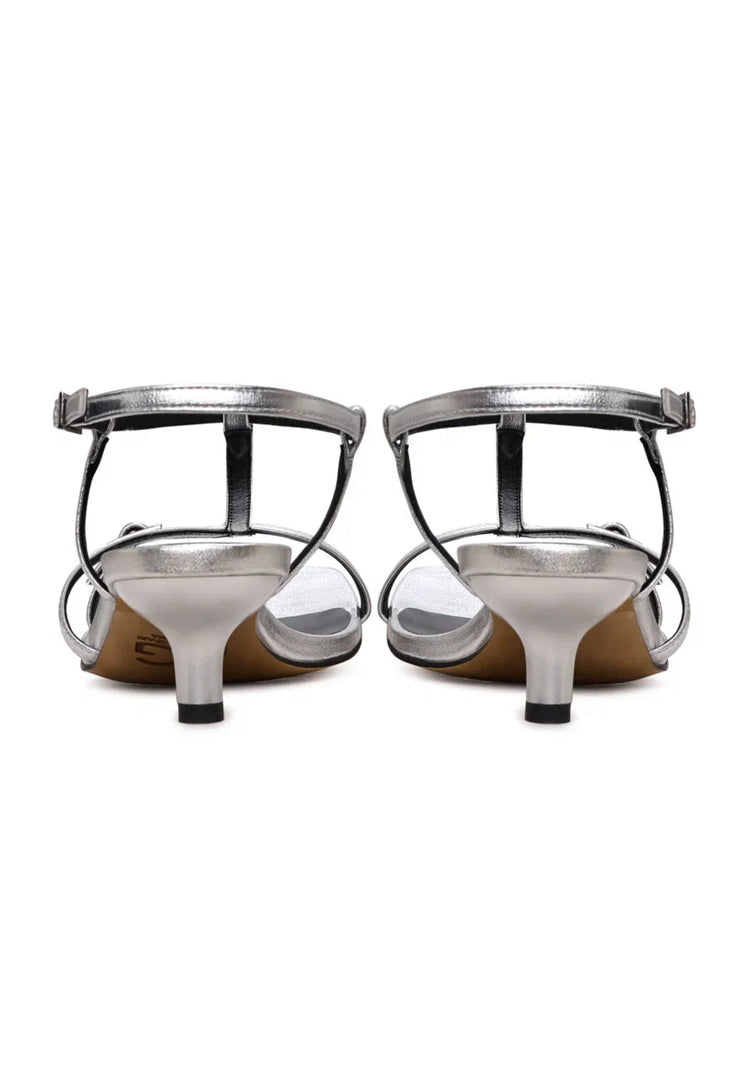 Lustrous Strappy Heels - Silver