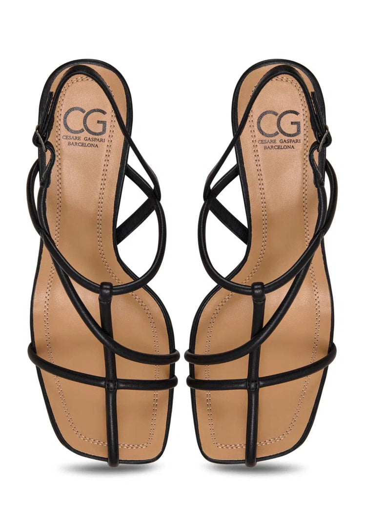 Minimalist Strappy Heels - Black