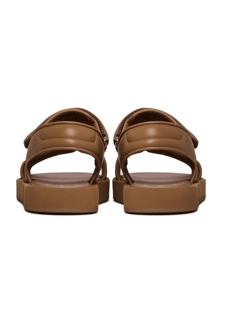 Leather Comfort Velcro Sandals - Brown