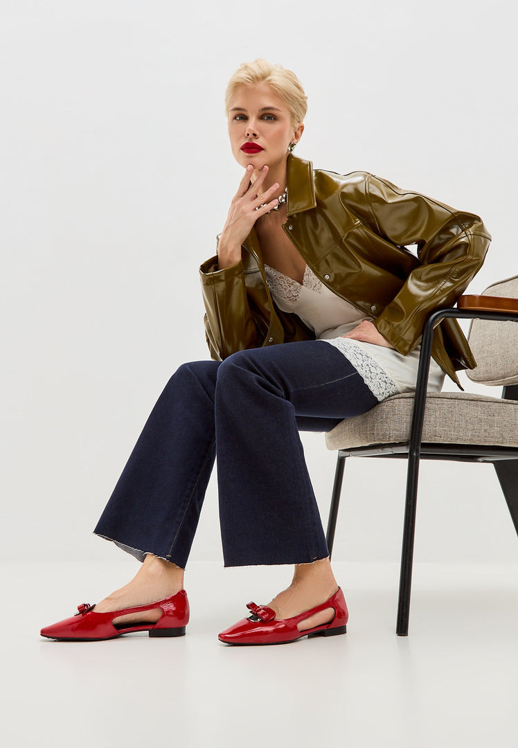 Refined Elegance Cutout Flats - Red