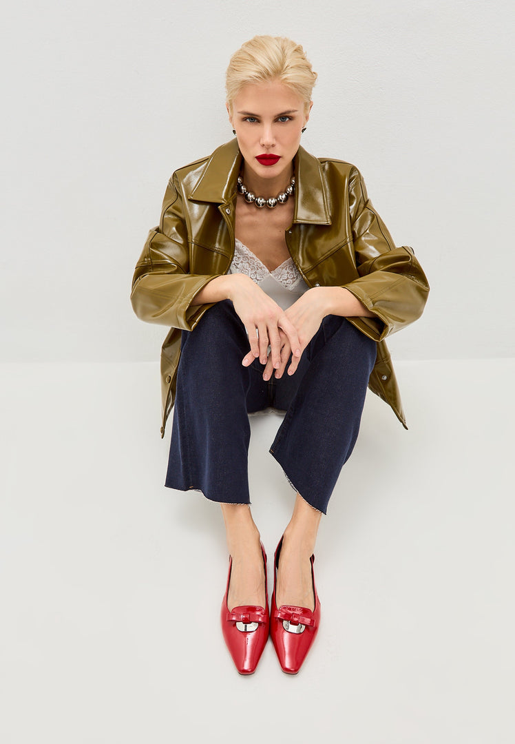 Refined Elegance Cutout Flats - Red