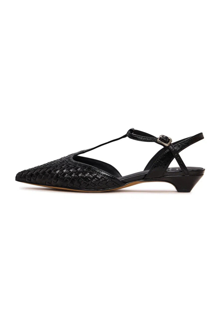 Gewebte T-Strap-Flats