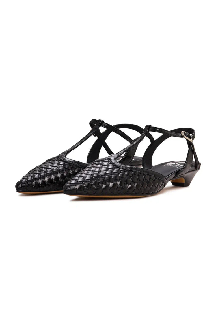 Gewebte T-Strap-Flats
