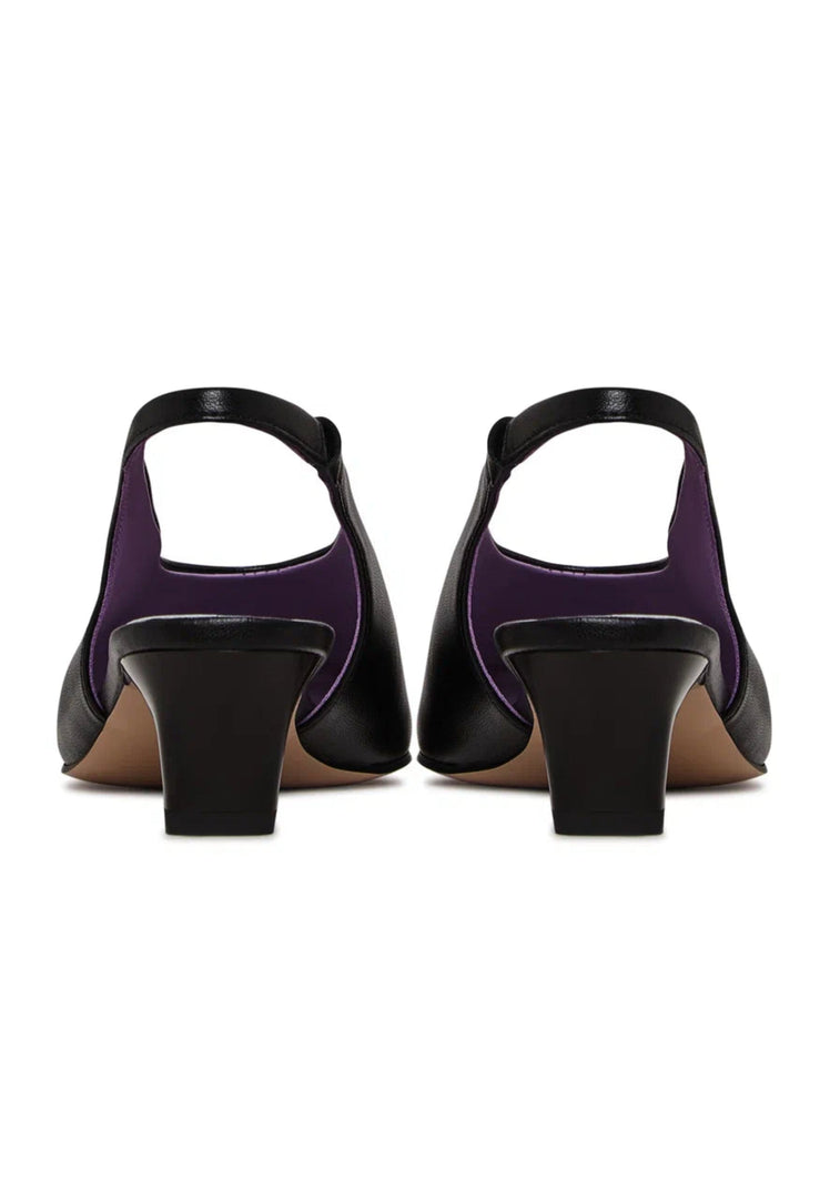 Slingback Heels with Square Toe - Black