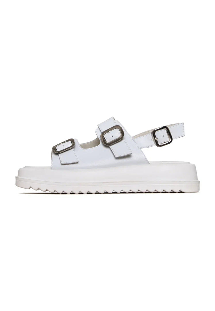 Platform Buckle Sandals - White