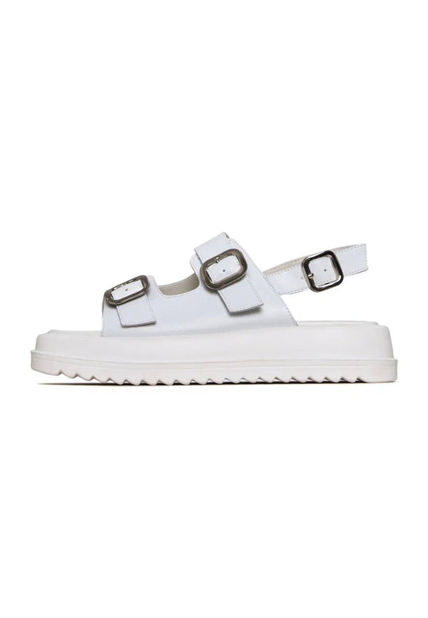Platform Buckle Sandals - White