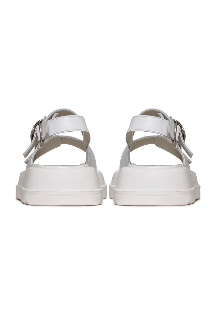 Platform Buckle Sandals - White