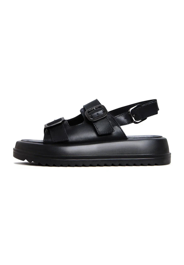 Platform Buckle Sandals - Black