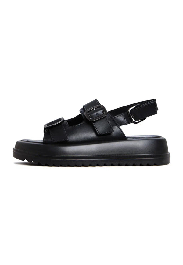 Platform Buckle Sandals - Black