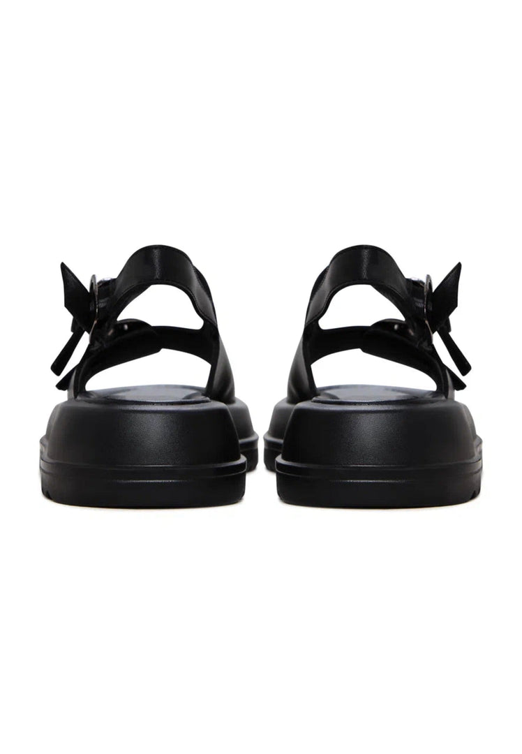 Platform Buckle Sandals - Black