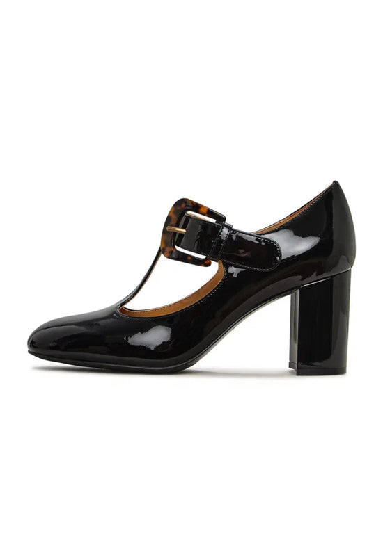 Vintage-Schnallen-Pumps aus Lackleder - Schwarz