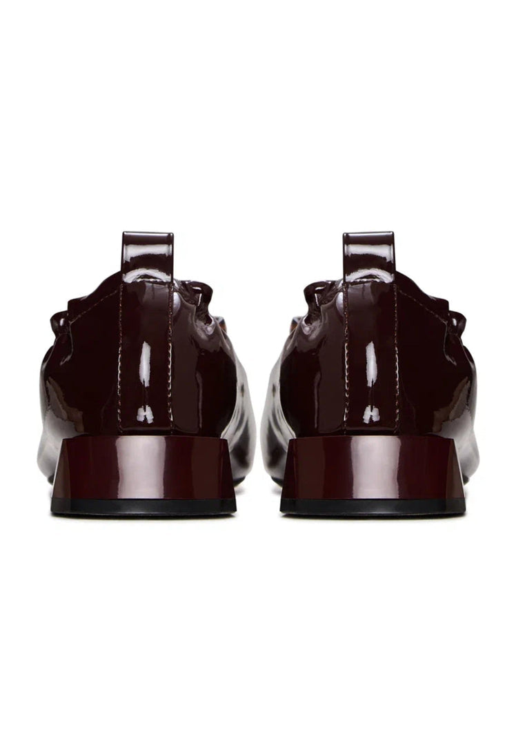 Patent Leather Embellished Ballet Flats - Bordeaux