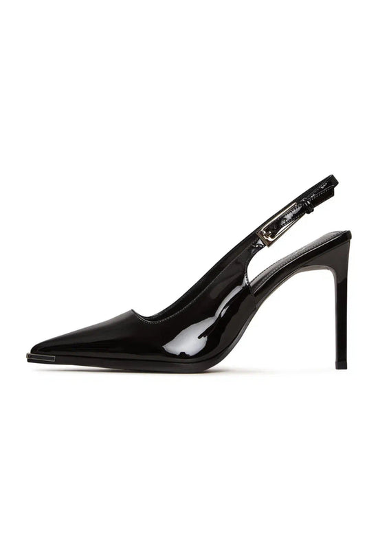Slingback-Pumps aus Lackleder - Schwarz