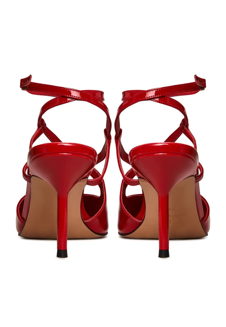 Patent Strappy Heels - Red