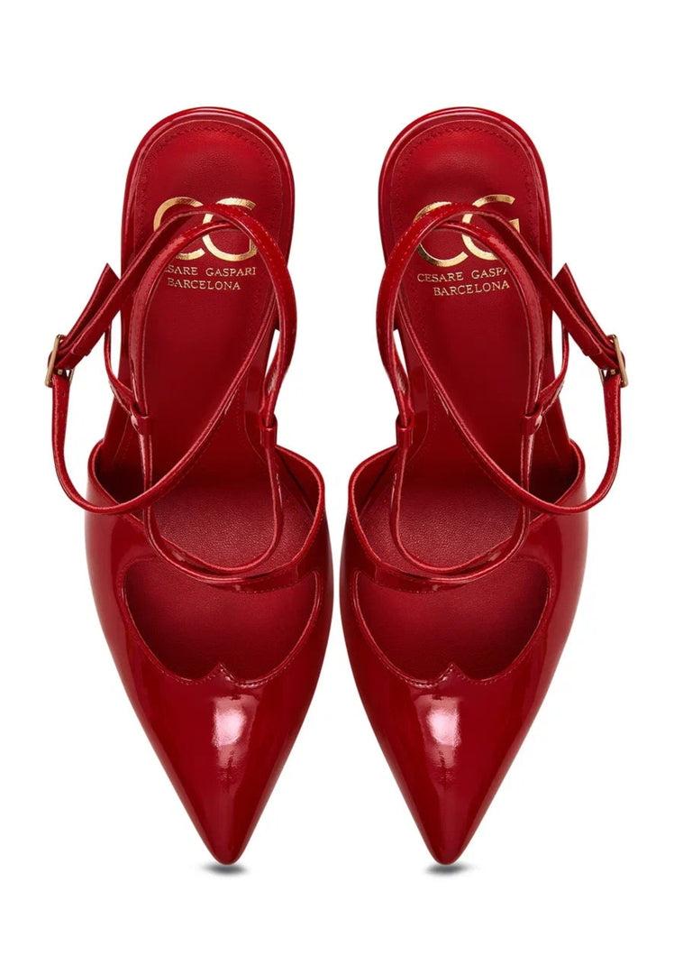 Patent Strappy Heels - Red