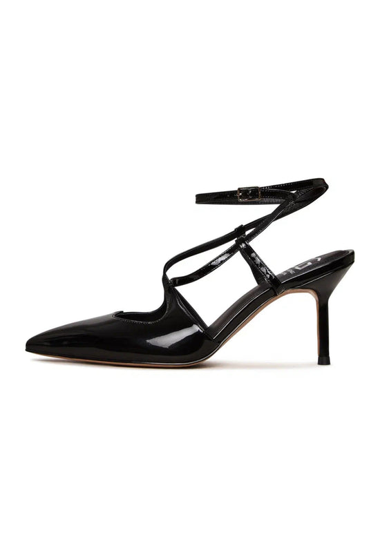 Lackierte Riemchenabsätze - Schwarz