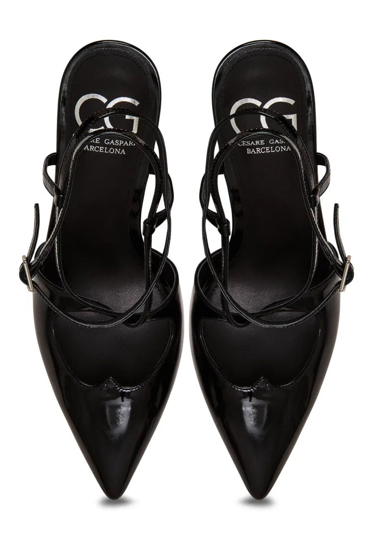 Patent Strappy Heels - Black