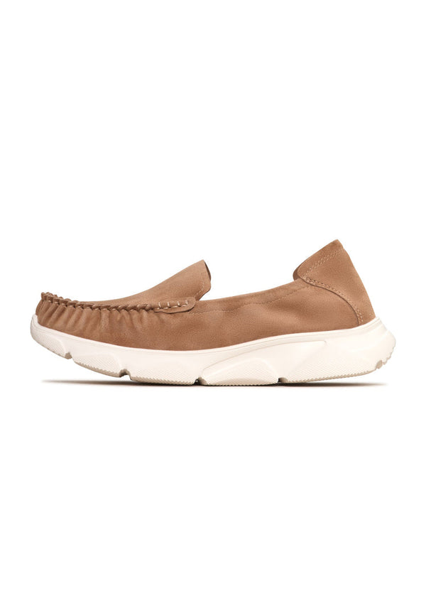Leather Platform Moccasins Alisa - Beige