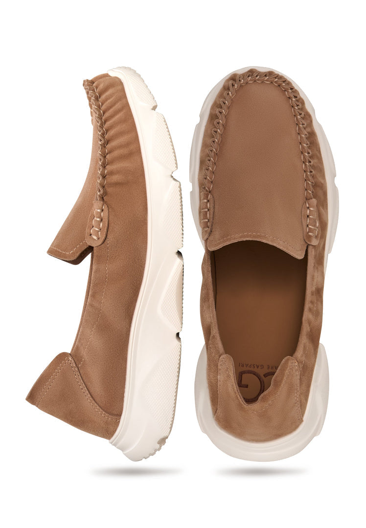 Leather Platform Moccasins Alisa - Beige