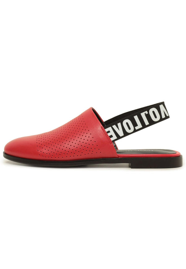 Perforated Leather Slingback Mules