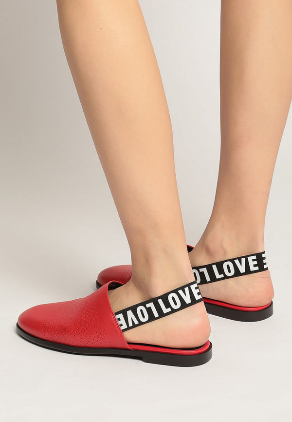 Perforated Leather Slingback Mules