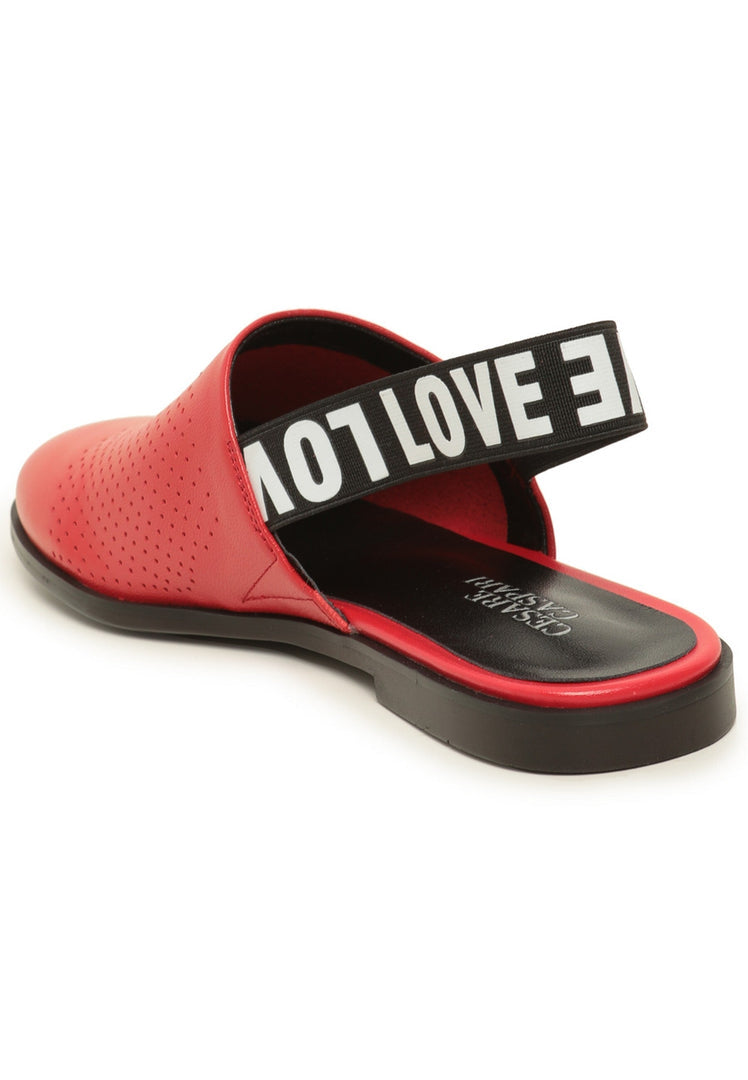 Perforierte Leder-Slingback-Pantoletten