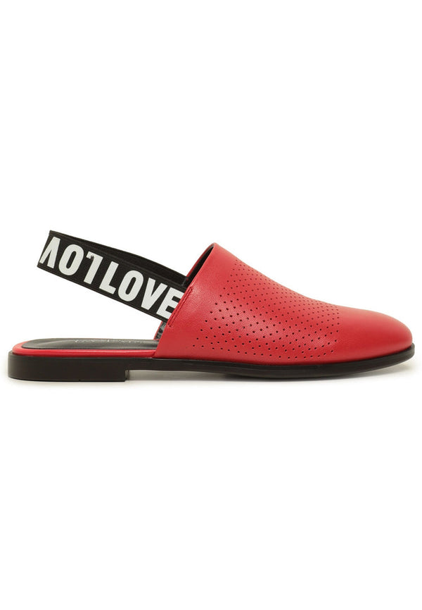 Perforated Leather Slingback Mules