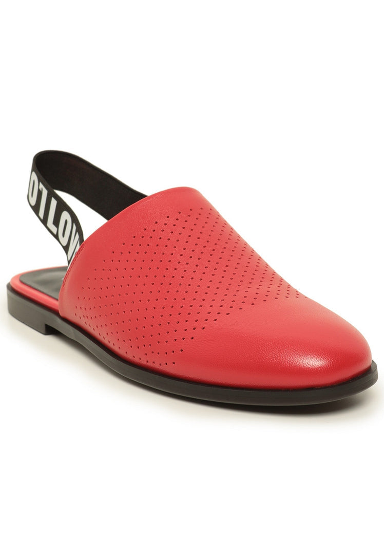 Perforierte Leder-Slingback-Pantoletten