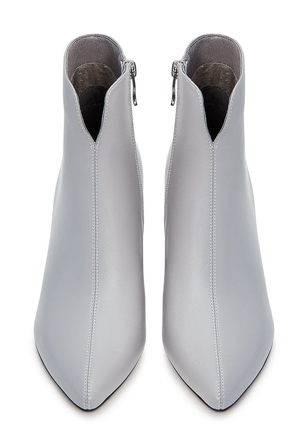 Leather Ankle Boots - Grey