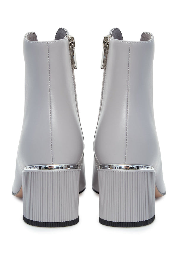 Leather Ankle Boots - Grey