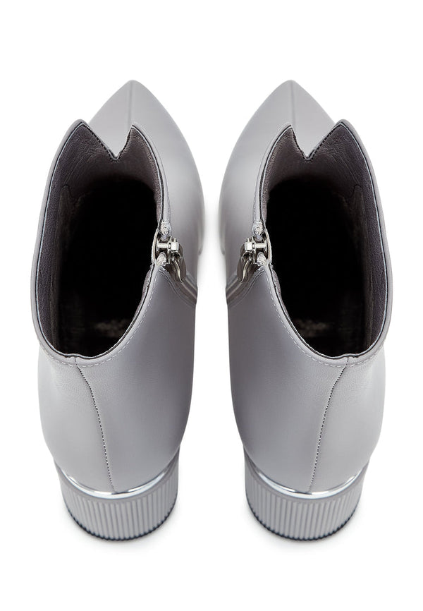 Leather Ankle Boots - Grey