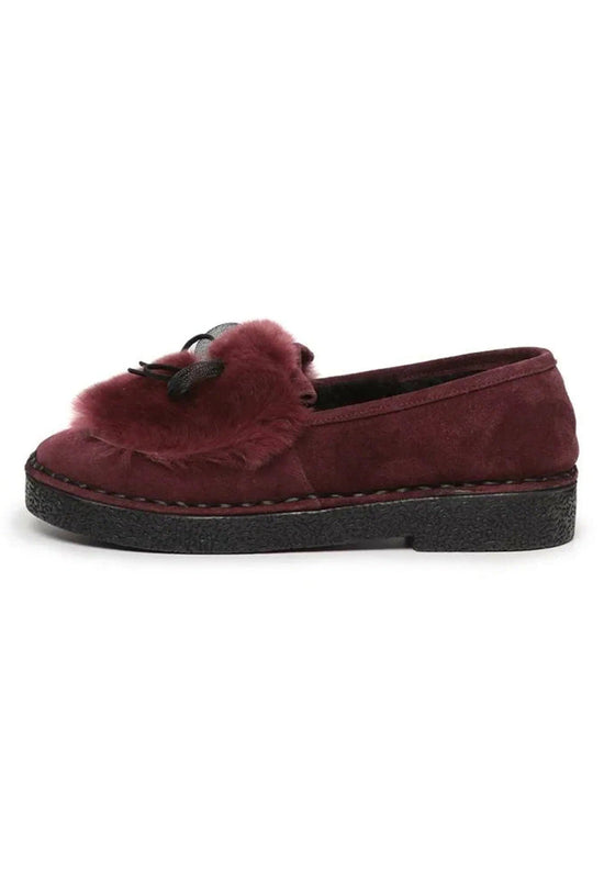 Mocassins en velours et fourrure de luxe