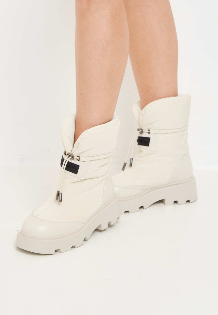 Quilted Winter Snow Boots - Beige