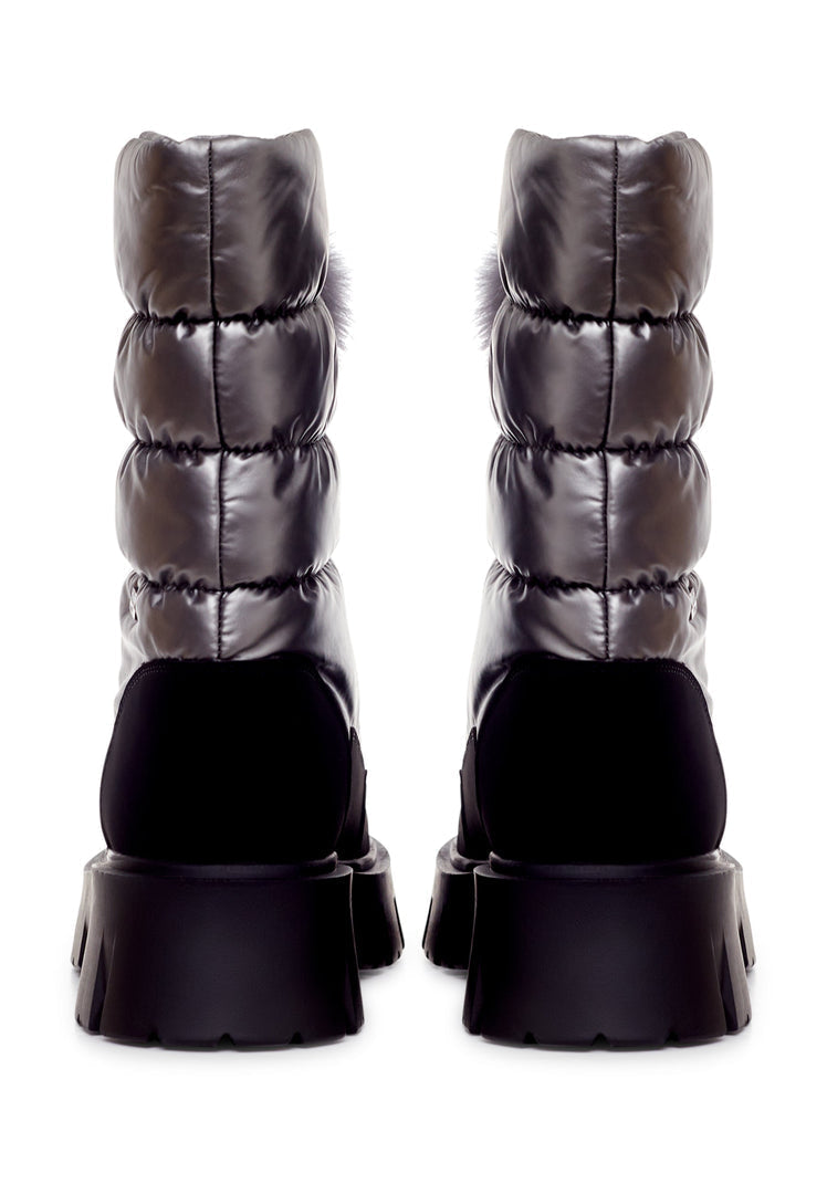 Fur-Trimmed Winter Boots - Silver