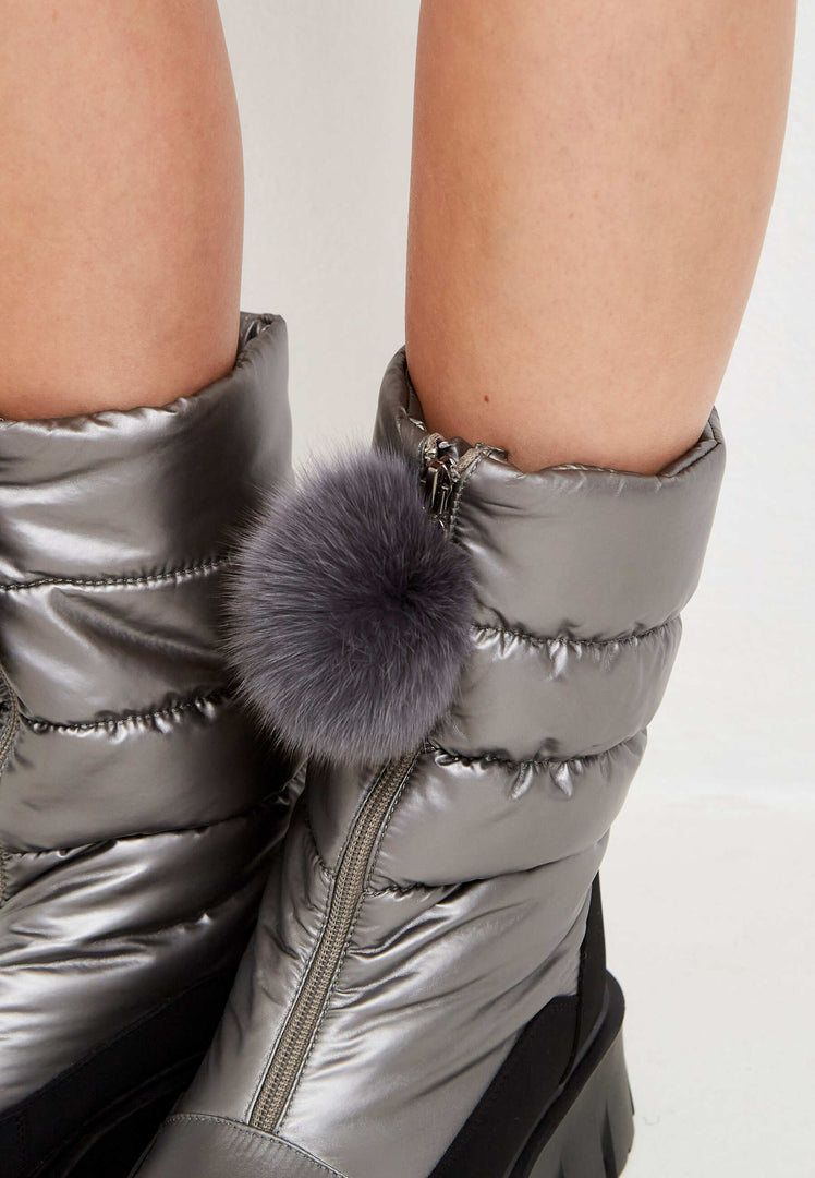 Fur-Trimmed Winter Boots - Silver
