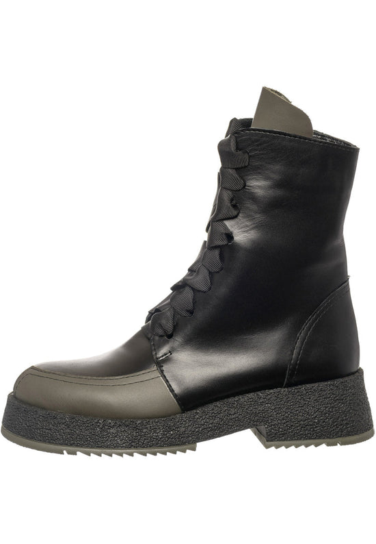 Bottines zippées latérales à lacets en ruban
