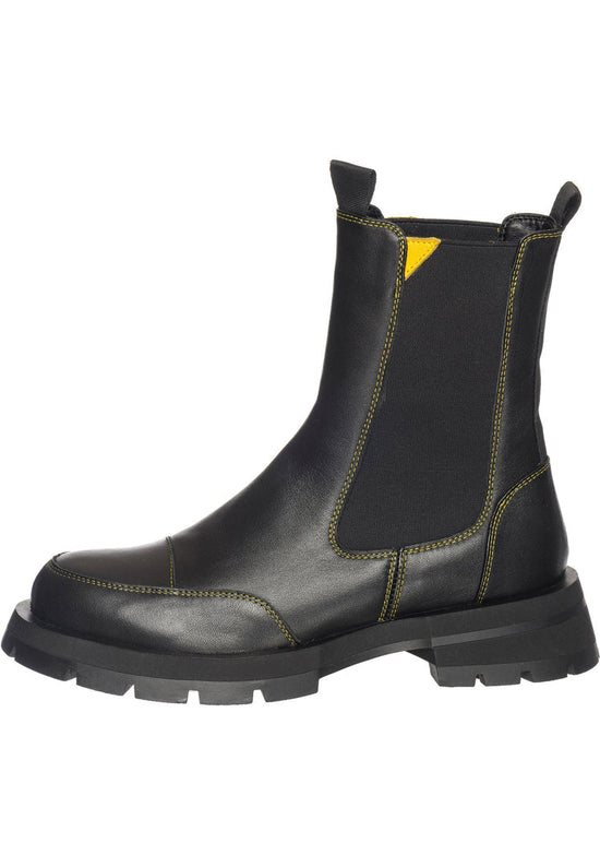 Bottes Chelsea noires avec surpiqûres jaunes - Élégantes et durables