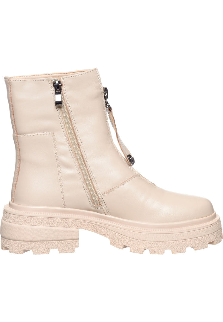 Bottines à semelle épaisse pour femmes, de couleur beige - Tendance et polyvalentes