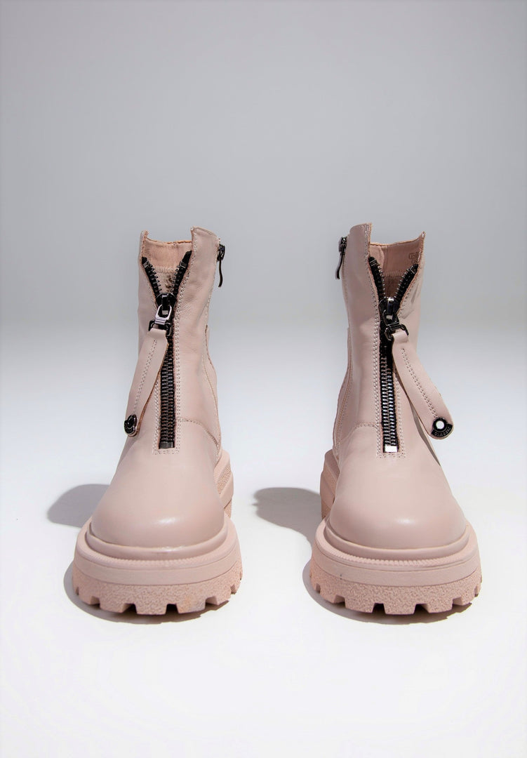 Bottines à semelle épaisse pour femmes, de couleur beige - Tendance et polyvalentes