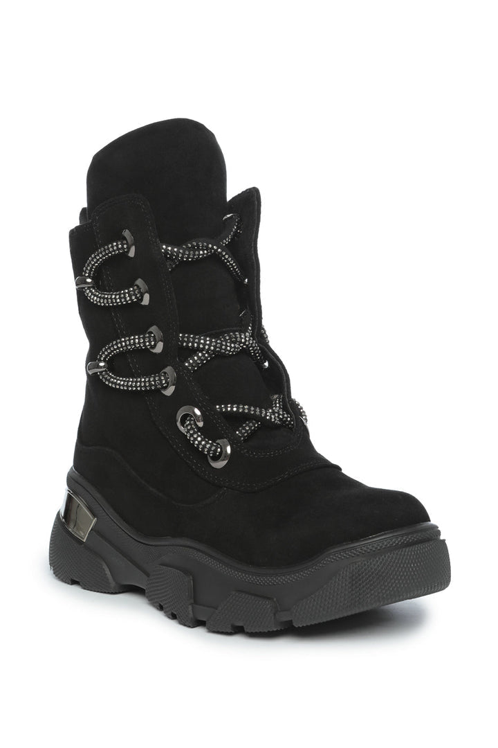 Bottes d'hiver en daim noir pour femmes - durables, chaudes et confortables