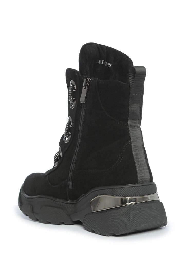 Bottes d'hiver en daim noir pour femmes - durables, chaudes et confortables