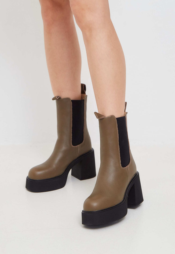 Platform Chelsea Ankle Boots - Brown