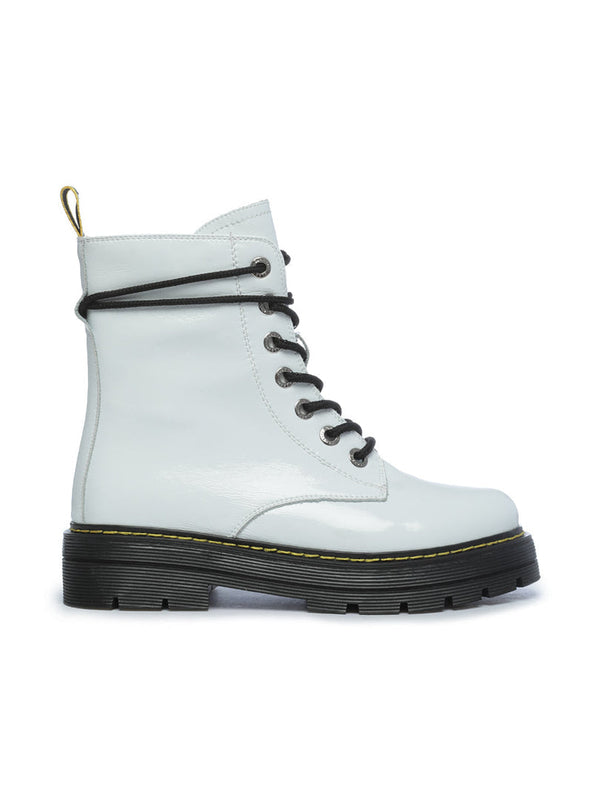 Classic Lace-Up Leather Boots - White