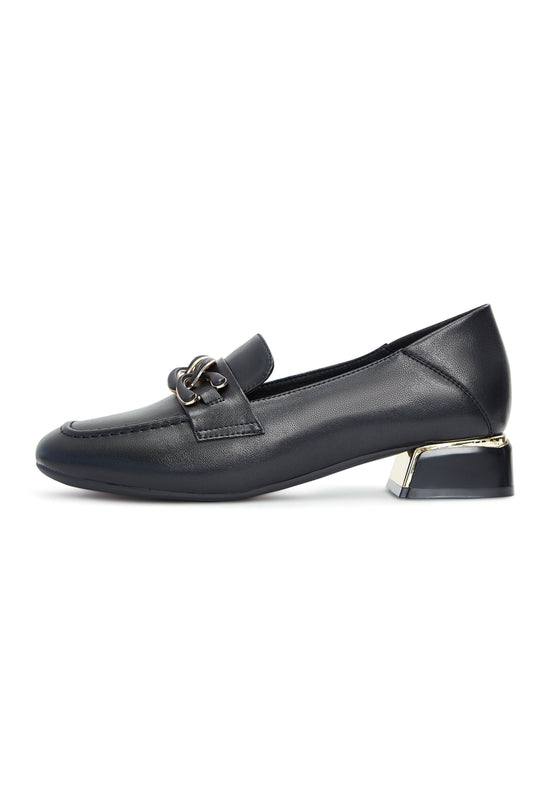 Loafers aus Leder mit Kettenverzierung - Schwarz