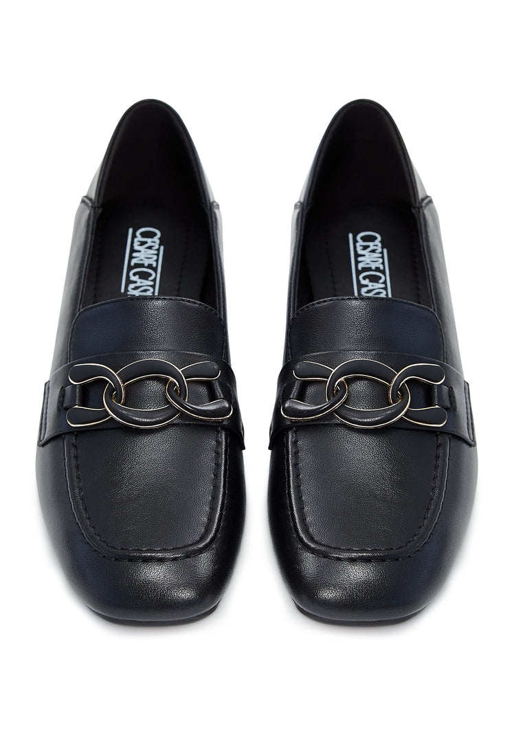 Loafers aus Leder mit Kettenverzierung - Schwarz