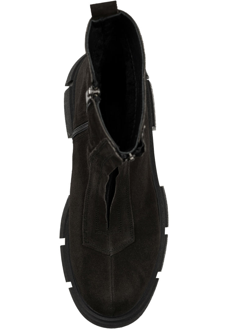 Stiefeletten aus Wildleder mit klobigem Plateau