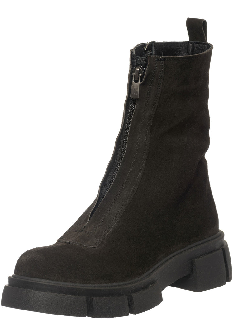 Stiefeletten aus Wildleder mit klobigem Plateau
