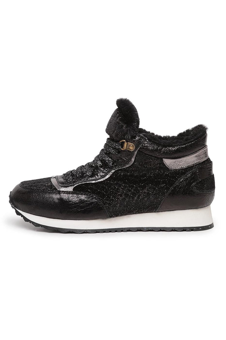 Merino Wool Fur Lined Sneakers - Black