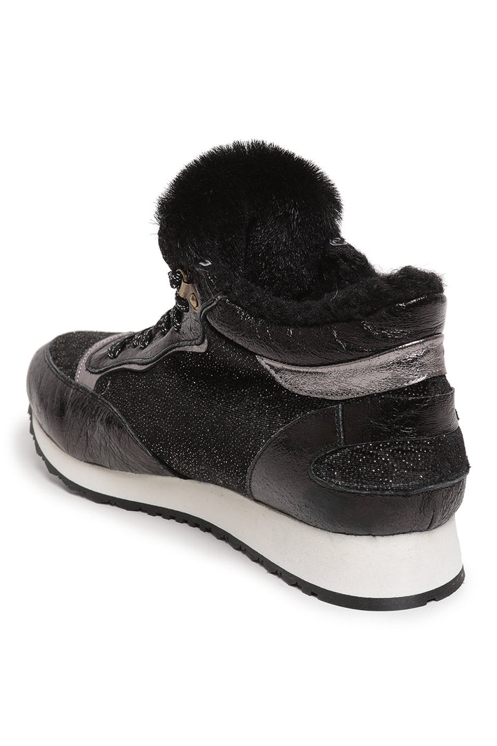 Merino Wool Fur Lined Sneakers - Black