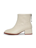 Leather Ankle Boots with Back Zipper - White